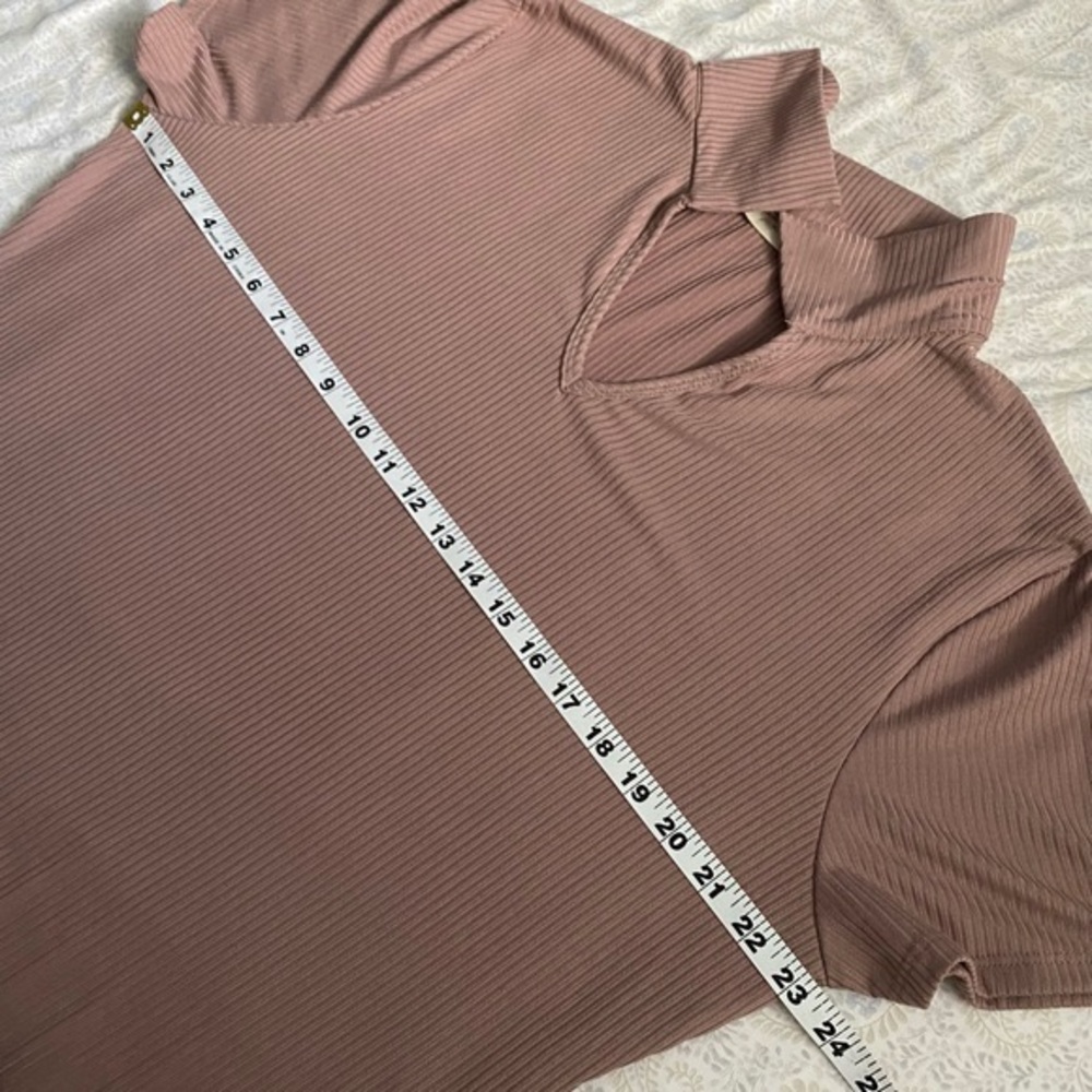 Forever Rose ribbed stretchy collared shirt dress (midi), mauve - Picture 4 of 7